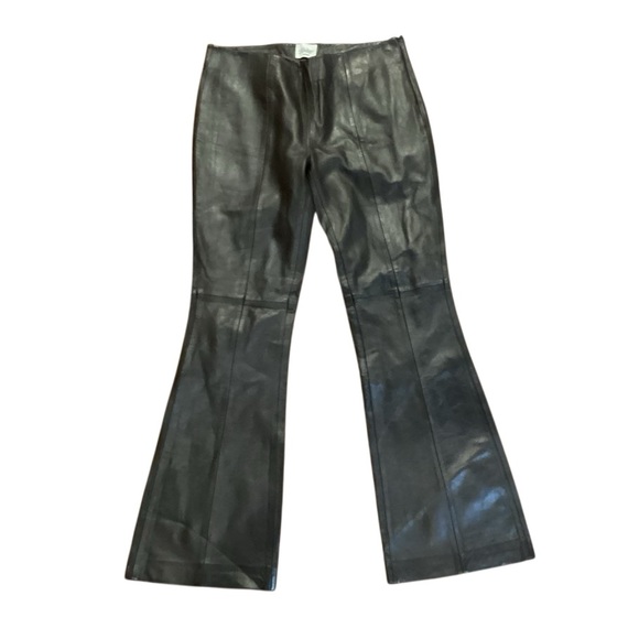 About You x Bella Chocolate Brown Flare Lamb Leather Pants Medium Size 8 - Picture 5 of 16